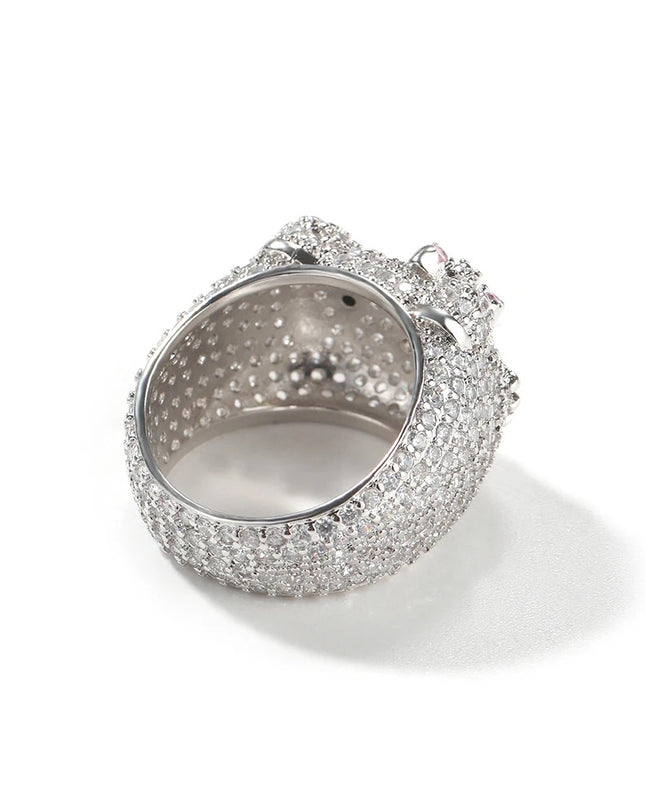 Iced out kitty ring