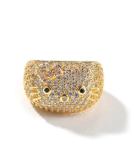 Iced out kitty ring