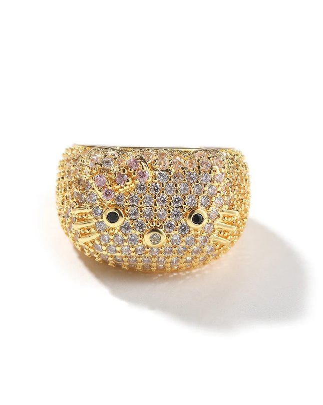 Iced out kitty ring