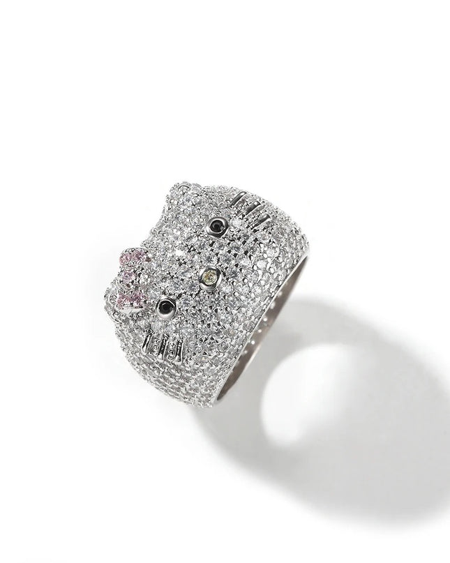 Iced out kitty ring