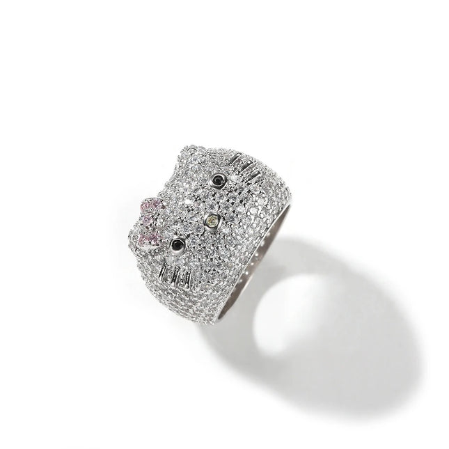 Iced out kitty ring