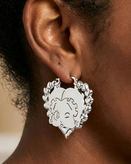 Betty Boop Heart  Hoop Earrings