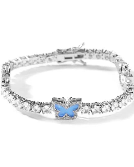 Baby Blue Butterfly Tennis Chain Bracelet