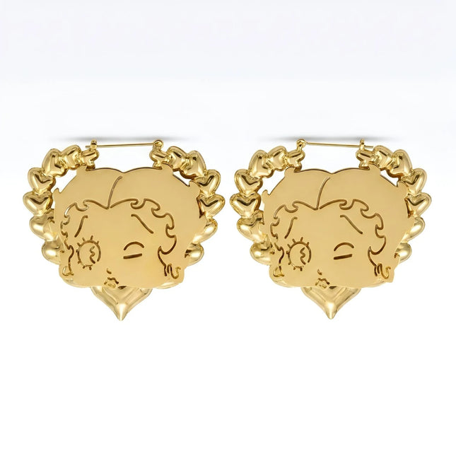 Betty Boop Heart  Hoop Earrings
