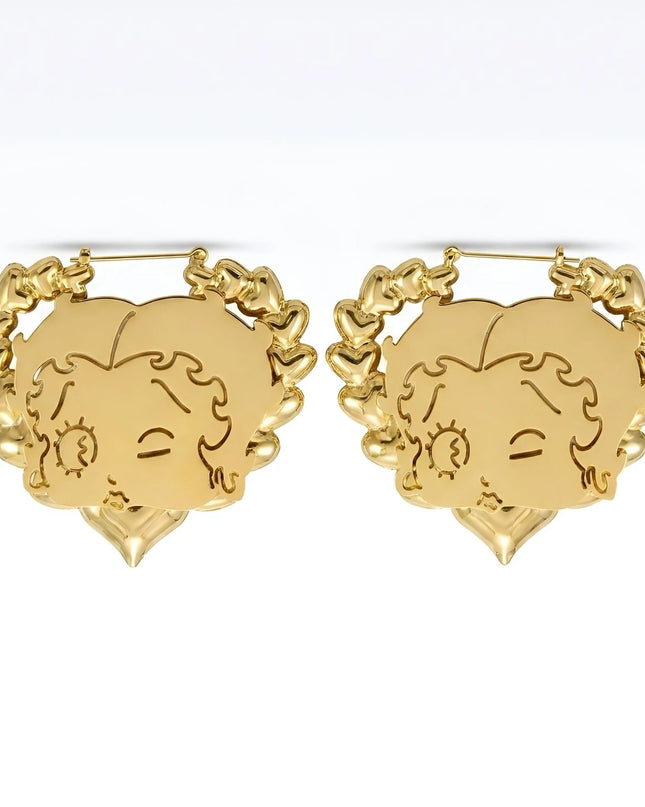 Betty Boop Heart  Hoop Earrings
