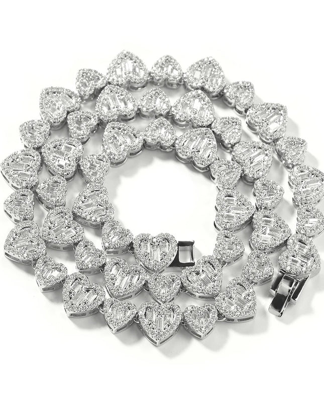 Heart Baguette Cut Necklace