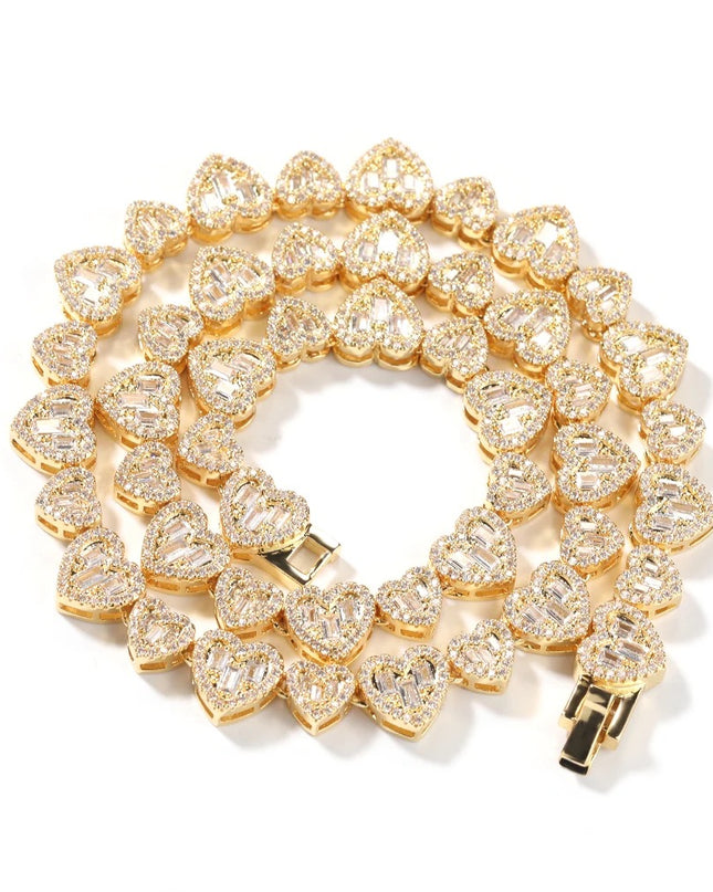 Heart Baguette Cut Necklace