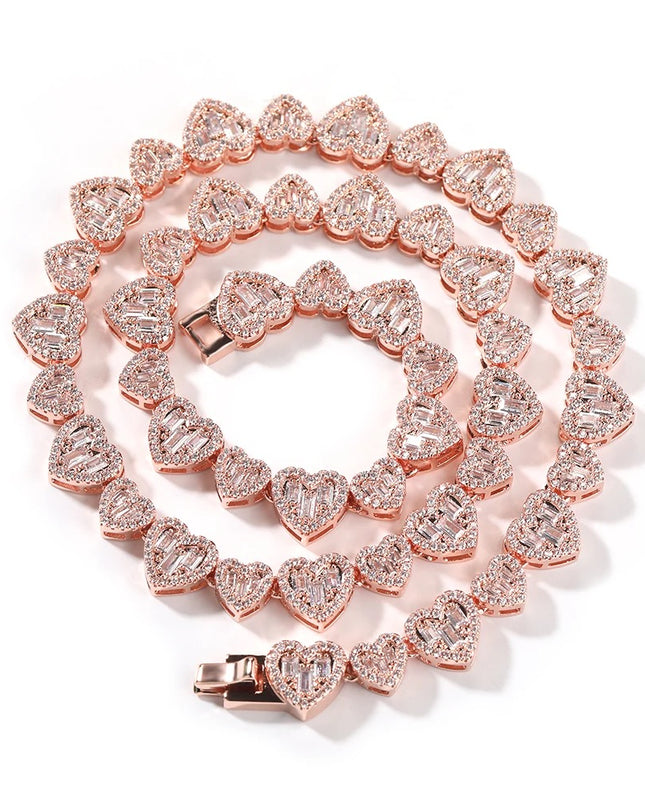 Heart Baguette Cut Necklace