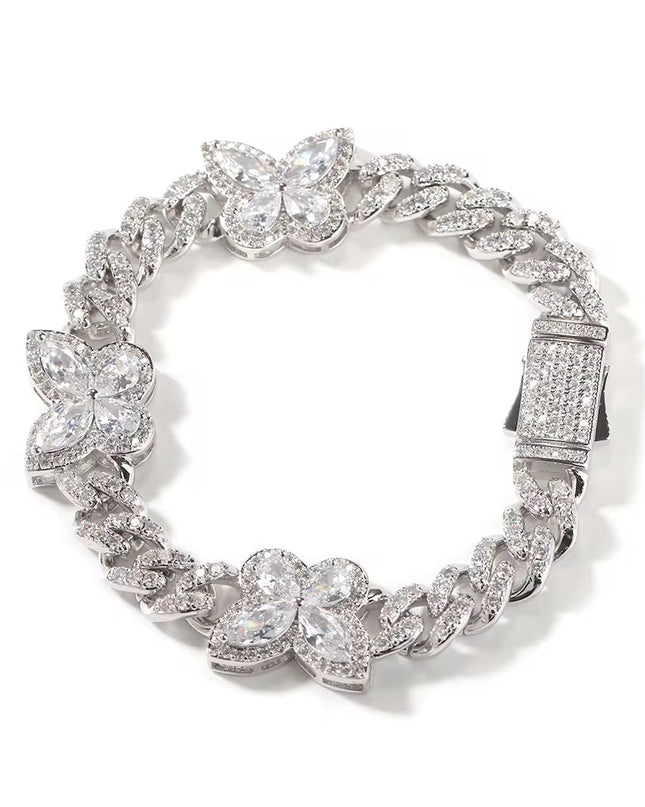 Iced Butterfly Cuban Link Bracelet