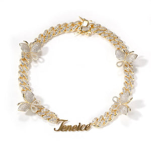 CUBAN LINK BUTTERFLY NAME NECKLACE - Drip Glam Shop