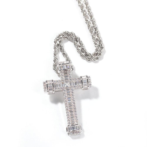 BAGUETTE CUTZ CROSS NECKLACE - Drip Glam Shop