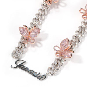 CUBAN LINK BUTTERFLY NAME NECKLACE - Drip Glam Shop
