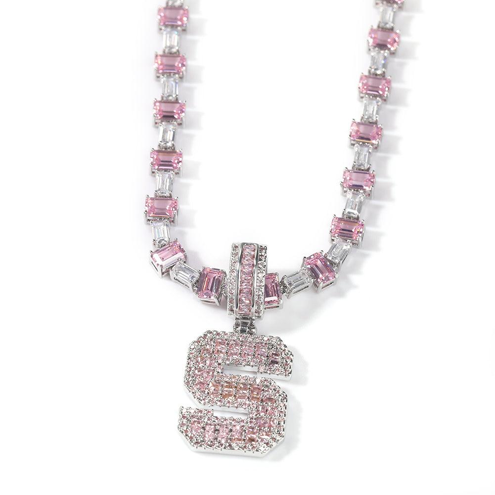 BAGUETTE INITIAL EMERALD CUT NECKLACE - Drip Glam Shop