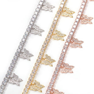 Iced Out Butterfly Baguette Anklet - Drip Glam Shop