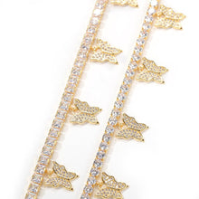 Load image into Gallery viewer, Iced Out Butterfly Baguette Anklet - Drip Glam Shop