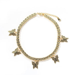 Iced Out Butterfly Baguette Anklet - Drip Glam Shop