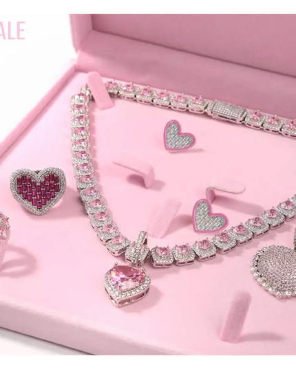 CHROME PINK HEARTS SET