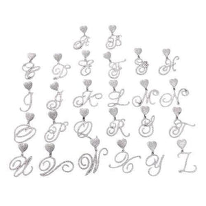 CURSIVE HEART INITIAL TENNIS CHAIN NECKLACE - Drip Glam Shop